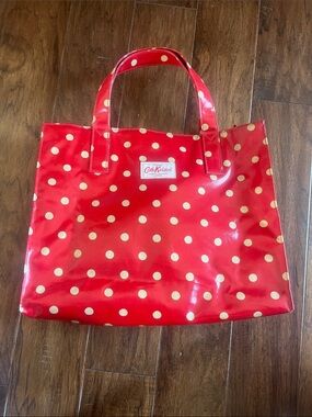 Vintage 2006 Cath Kidston Red Tote with Cream Polka Dots